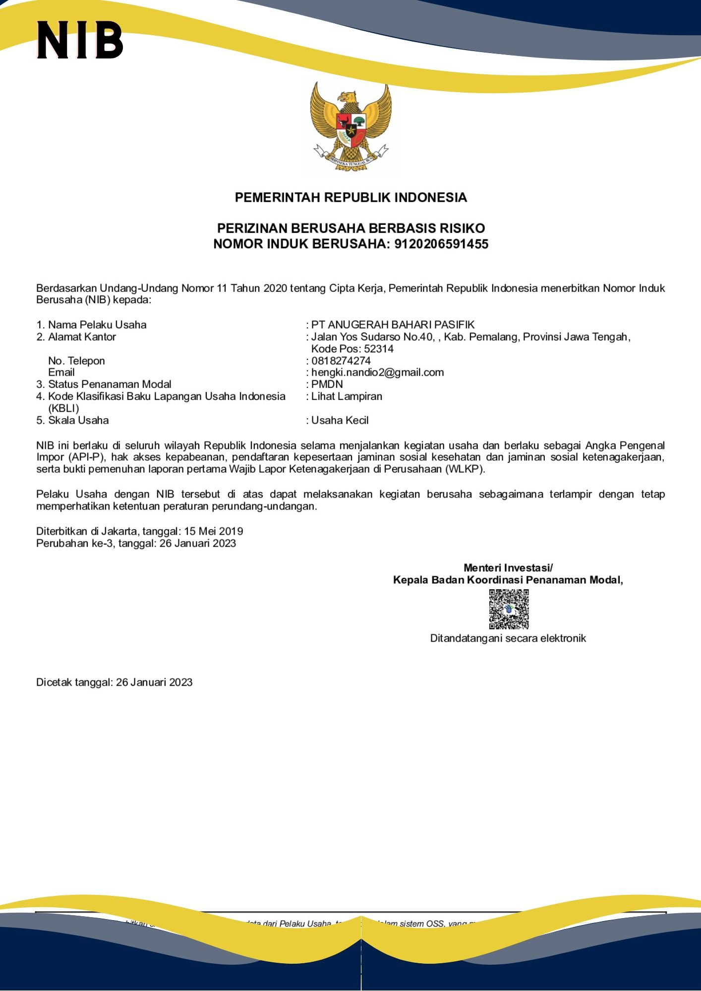 Legalitas perusahaan